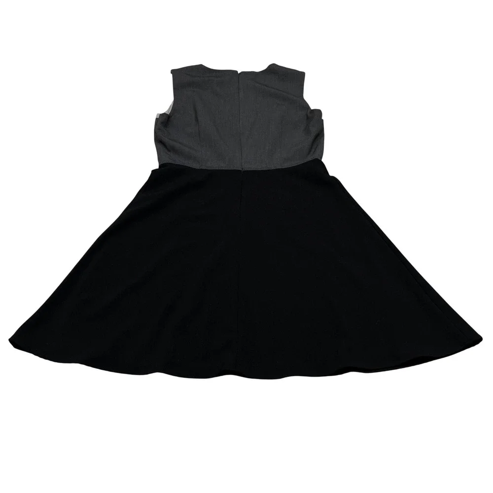 Calvin Klein Colorblock Fit‎ & Flare Womens Dress 12 Black Gray Sleeveless